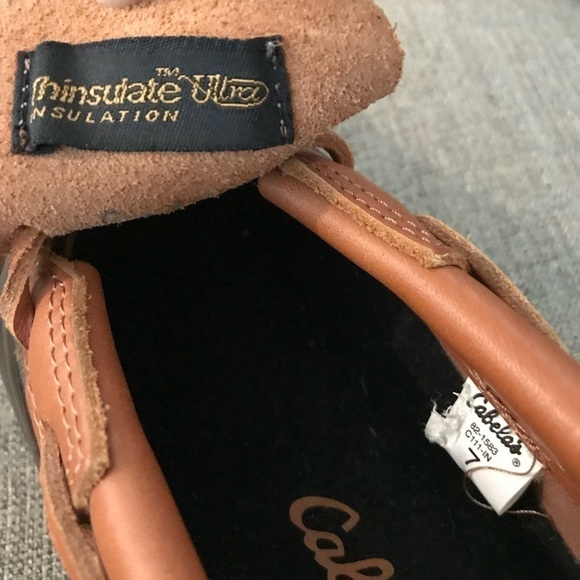 Cabela’s Brown Leather Rubber Duck Steel Shank Slip On Rain Mud Shoes Size 7 - Picture 10 of 11